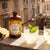 Flasche stehend, gelbes Etikett mit Aufschrift:"Dr. Jaglas - San Limello" mit Verzehrempfehlung mit Zitrone und Eiswürfel