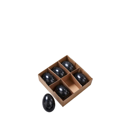 Osterdeko - Osterei schwarz mit weißen Sprenkel