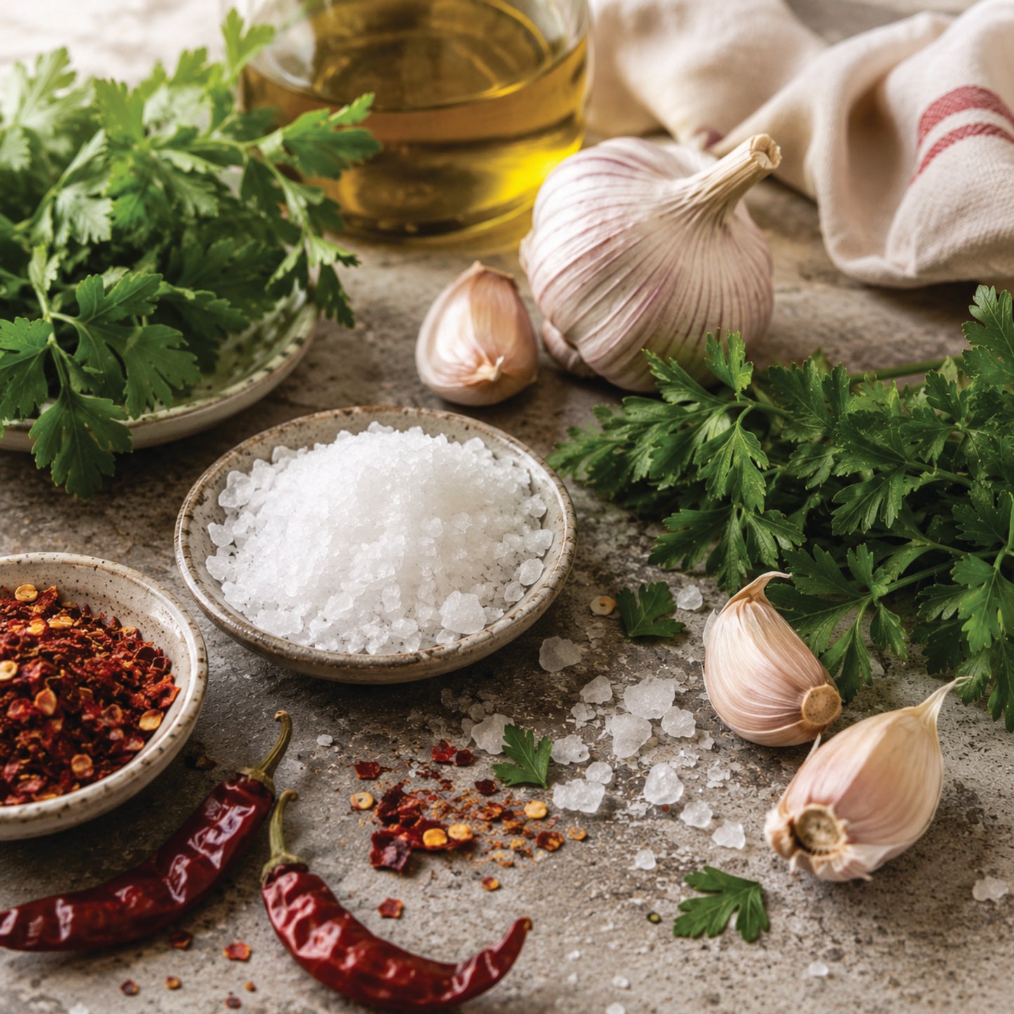 Gewürzmühle Kräutermischung mit Knoblauch, Chili & Salz