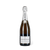 Champagnerflasche stehend, silberne Banderole, weißes Etikett mit Aufschrift: "Louis Roederer Blancs de Blancs 2014"